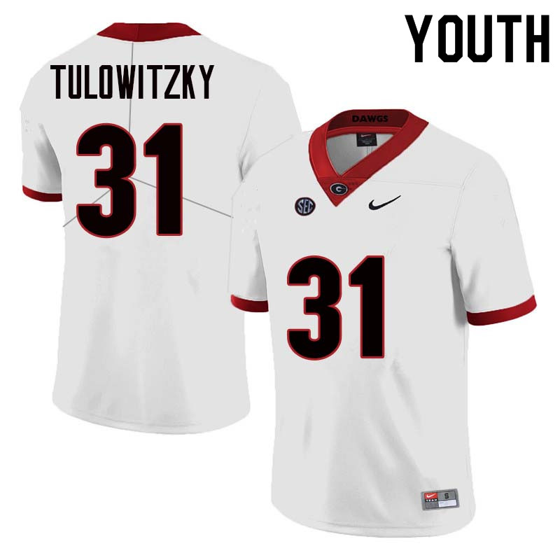 Youth Georgia Bulldogs #31 Reid Tulowitzky College Football Jerseys Sale-White - Click Image to Close